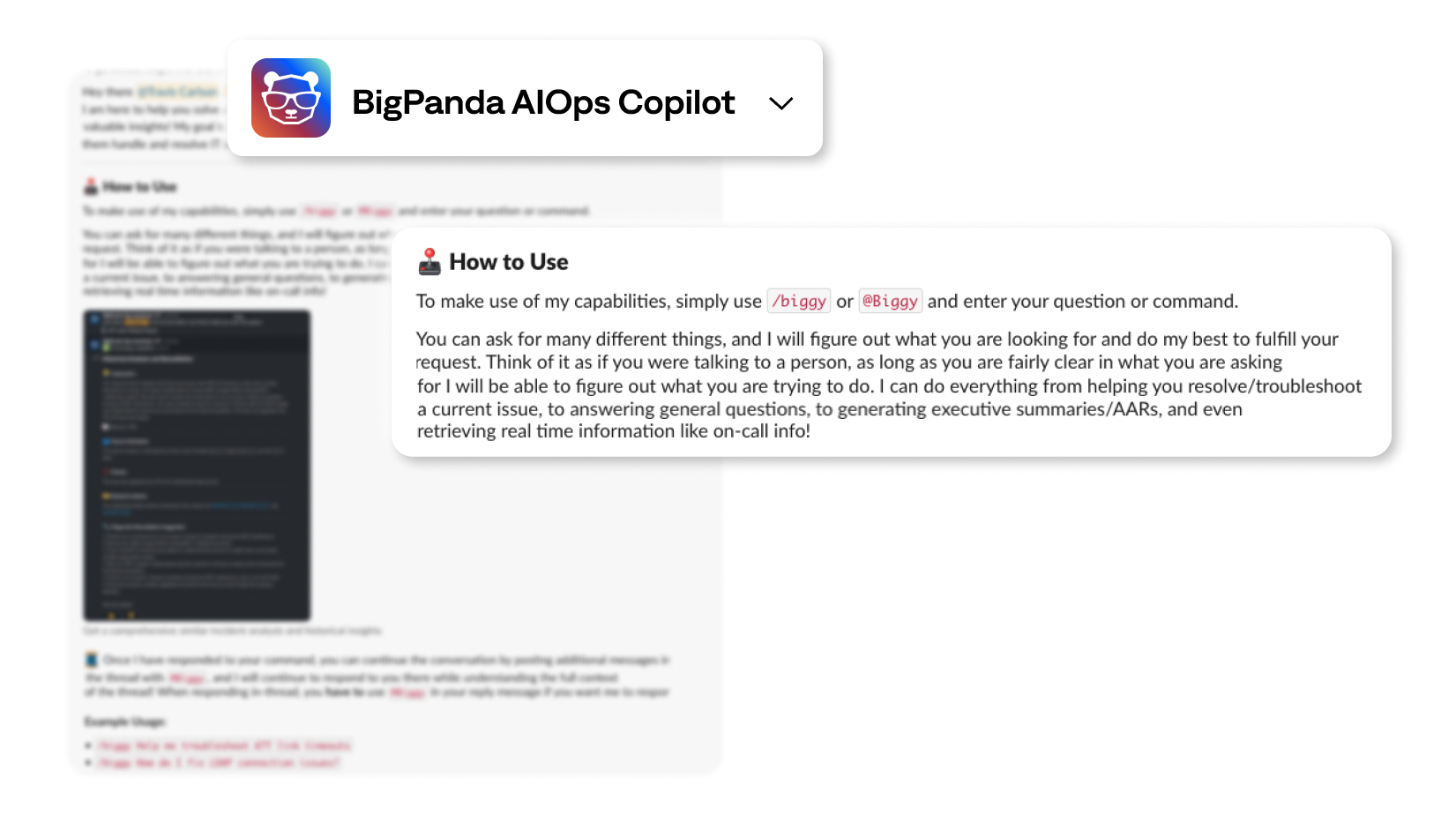 The Slack user interface of BigPanda Biggy